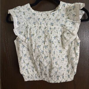 Polo Ralph Lauren White Floral Blouse,size 14